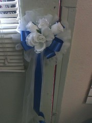 6 pc wedding pew bows Royal blue and white or any color RUSH ORDERS WELCOME