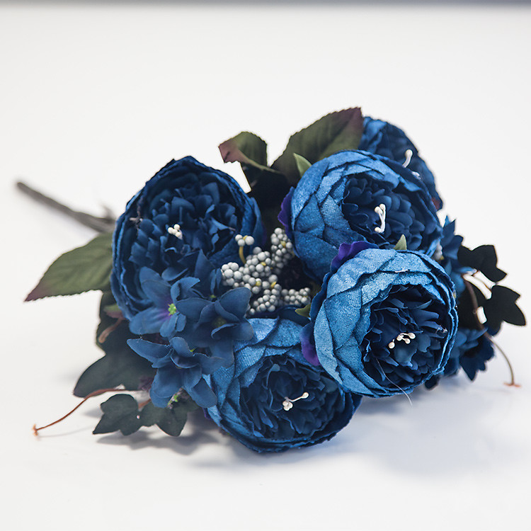 Artificial Suede Peony Flower Bouquet (NO.6) 4Colours Wedding Centrepiece Decor