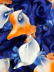 Orange Royal Blue Rose Calla Lily Bridal Wedding Bouquet Accessories
