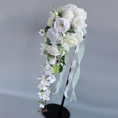 Wedding Bouquet for Bride Bridesmaid Cascading Bouquet Realistic Silk Flower 27
