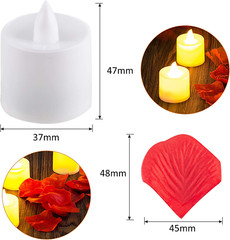 3000 PCS Artificial Silk Red Rose Petals and 20 PCS LED Candles Battery Flamele
