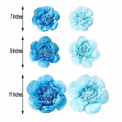 12 pack 7″ 9″ 11″ Periwinkle and Turquoise Tissue Paper Peony Flowers Backdrop