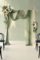 Ling’s Moment Deluxe Spring Green Artificial Wedding Arch Flowers with Drapes…