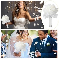 10 Pcs Wedding Bouquets for Engagement Church Party (White)