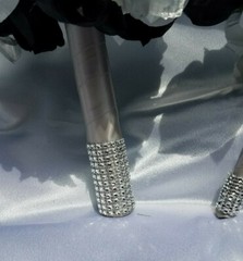 23 Pc Black, Silver & White Wedding Bouquet Set, Package w/ Silver & Rhinestones