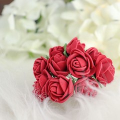 48 BURGUNDY Mini Roses 4″ Foam ARTIFICIAL FLOWERS Stems Party Wedding DIY