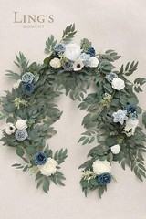 Ling’s Moment Artificial Eucalyptus Garland with Flowers 6FT, Wedding Table G…