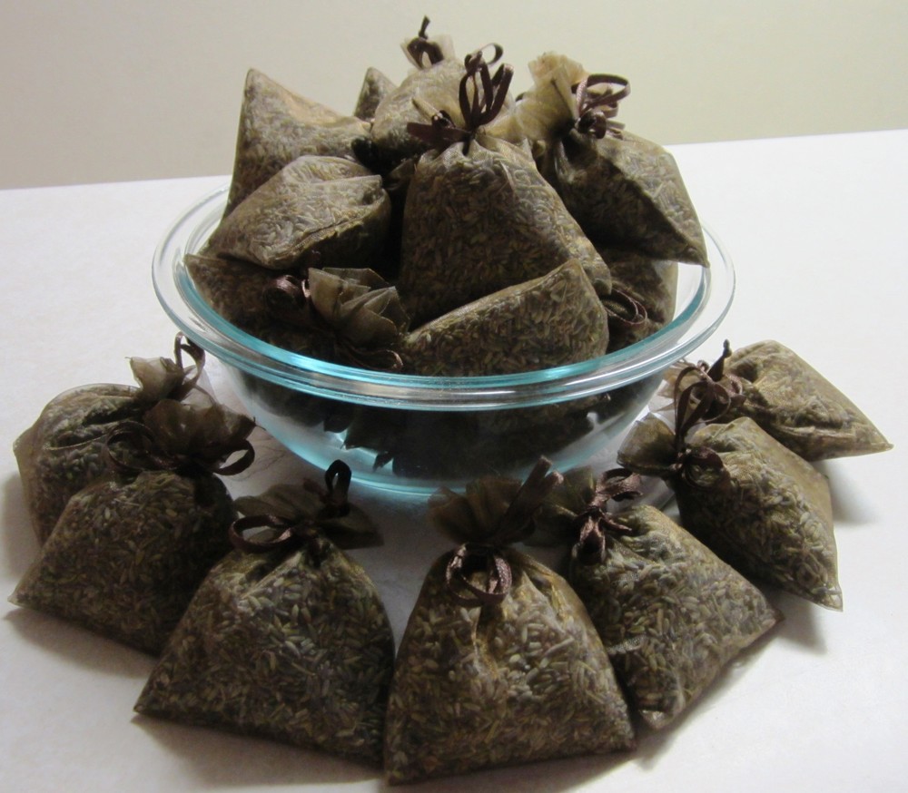 Set of 20 Lavender Sachets made with Brown Organza Bags