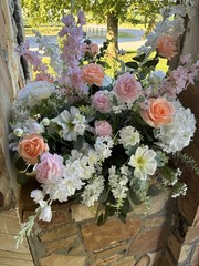 Beautiful Wedding Flowers Two Large Whiskey Barrel Flowers Two Large Arbor Swags