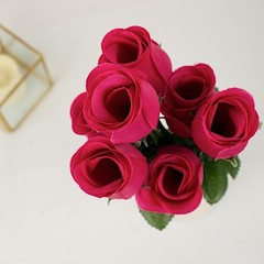 84 Fuchsia SILK ROSE BUDS Wedding Party Flowers Bouquets Decorations