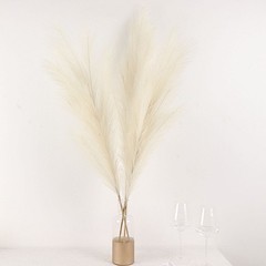 3 CREAM 44″ ARTIFICIAL Pampas Grass SPRAYS Faux Plant STEMS Party Decorations