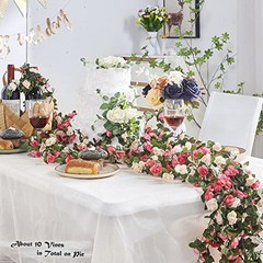 8 Pcs 66FT Flower Garland, Artificial Rose Vine 8 Vines 66FT Spring-pink-8pcs