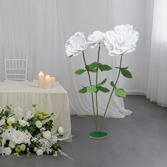 White Giant Artificial Flowers, Giant Rose, Artificial Flowers with Base Durable