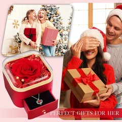 Gifts for Mom Preserved Real Rose with Red Necklace 40.64 cm, B