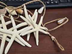 HANDMADE WHITE STARFISH SEASHELL GARLAND HANGER