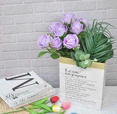 Realistic Fake Roses Artificial Flowers with Stem for Decoration 10 Lavender