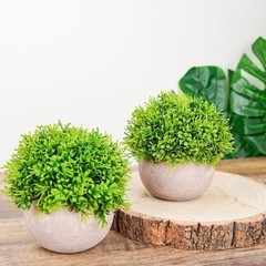 2 Green 5″ Mini Boxwood Topiary ARTIFICIAL PLANTS Planter Pots Home Decorations