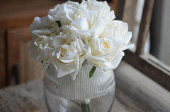 Set of 6 Real Touch Ivory Roses Bridesmaid Bouquets for Wedding Prom