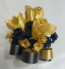 Black White Gold Rose Bridal Wedding Bouquet Accessories