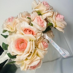 Pink And White Rose 20 Inch Wedding Bouquet Baby Shower Tiny Fingers Toes Gender