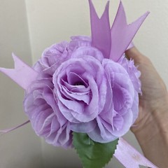 Set Of 6 Light Purple Artificial Flower Ball Hanging Decoration