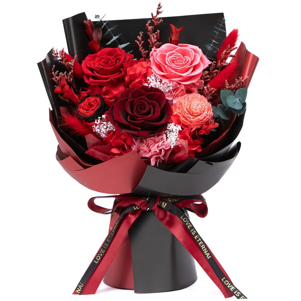 Bessol Flowers for Delivery Preserved Small, Red Flower Bouquet