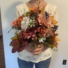 Bridal Wedding Bouquet Lovely Budget Minded Faux Bubble Pearl Blue + Fall Colors