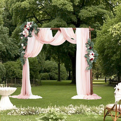 Pink Artificial Wedding Arch Flowers Kit Geometric (Pack of 4) with 21 Ft. Weddi