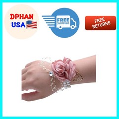 Bridal Silk Wrist Flower with Gold Leaf Accents – Stylish Wrist Corsage Set of 4