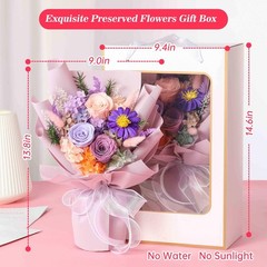 Jtoder Forever Flowers for Delivery, Preserved Flower Bouquets, Long A-Purple