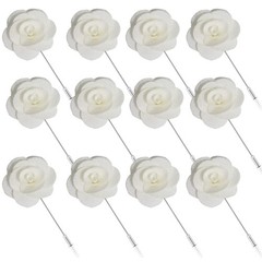 12 Pcs Flower Lapel Pins, Handmade Camellia Flower Boutonniere for Men Women …