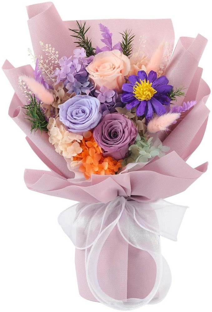 Jtoder Forever Flowers for Delivery, Preserved Flower Bouquets, Long A-Purple