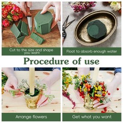 Plant Foam 4Pcs, Floral Foam for Wedding Decor, Fresh Flowers, Green