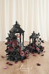 Ling’s Moment 6Pack 2ft Artificial Flowers Garland Black & Burgundy Lantern F…