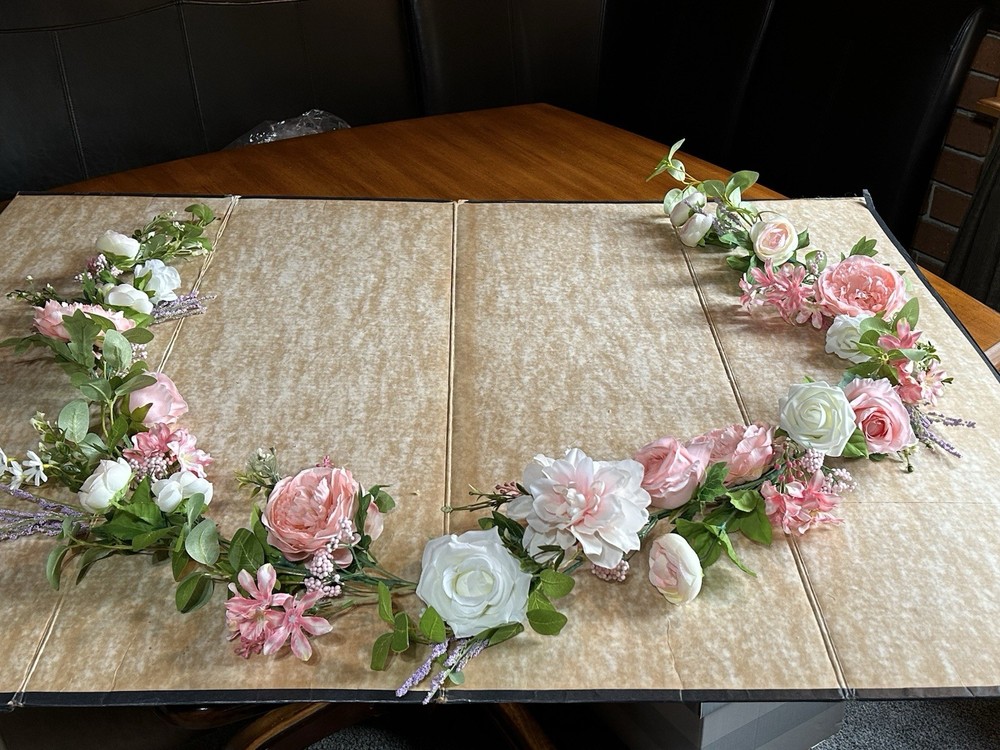 Pink And White Silk Flower Garland 7ft
