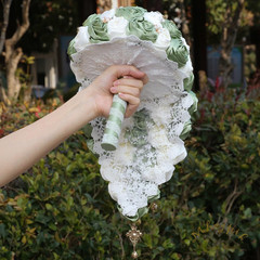 Luxury Cascade Bridal Wedding Bouquet Satin Rose Waterfall Holding Bouquet Artif