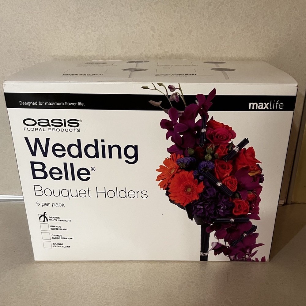 6 Oasis Bouquet Holders Wedding Flower Foam White Floral Arrangement, NIB