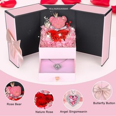 Suturun Preserved Roses Forever Flowers Gifts for Women,Eternal Pink