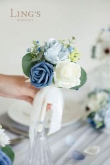 Ling’s Moment Dusty Blue Wedding Table Centerpieces Mini Bridesmaid Bouquets …