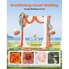 36.61 In. H Square Artificial Wedding Arch Flowers Kit, Orange Wedding Arch Flow
