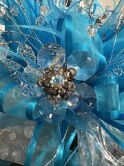 Quinceañera Bouquet Turquoise Aqua Silver Crystals Rhinestones Ramo Sweet 15