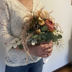 Bridal Wedding Bouquet Exquisite Budget Handmade Faux Floral Champagne Red/ Pink