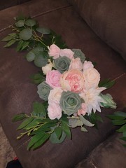 Artificial Silk Rose Peony Wedding Door Decoration Pink Green White