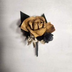 Gold Black Rose Calla Lily Sola Wood Bridal Wedding Bouquet Accessories