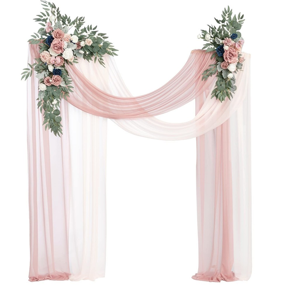 Ling’s Moment Pink Blue Artificial Wedding Arch Flowers Kit Pack of 4, 2pcs H…
