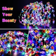 Enchanting 100 PCS Light Up Flower Crowns: Perfect for Parties & Celebrations