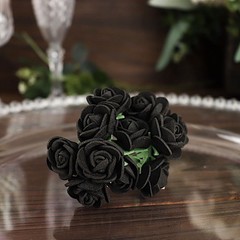 48 BLACK Mini Roses 4″ Foam ARTIFICIAL FLOWERS Stems Party Wedding DIY Supplies