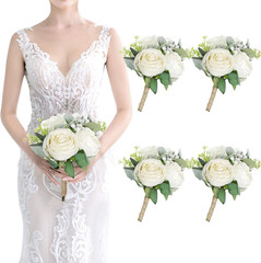 Ivory & Orange Bridesmaid Bouquet Set – 4 Elegant Floral Arrangements
