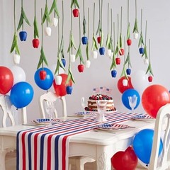 Pack 5 ft Artificial Tulips Hanging Independence Day 12 Red, White, Dark Blue