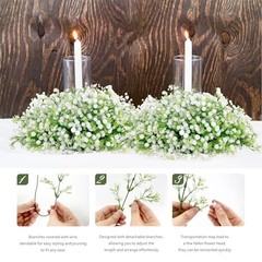 Pcs Babys Breath Artificial Flowers Bulk, White Real Touch Faux Baby Breath 60